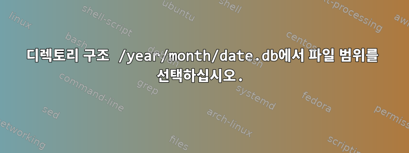 디렉토리 구조 /year/month/date.db에서 파일 범위를 선택하십시오.