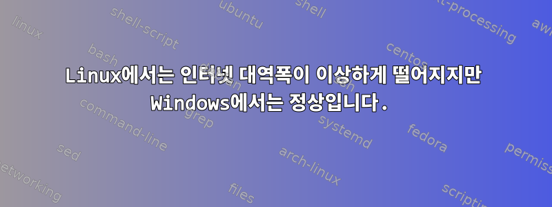 Linux에서는 인터넷 대역폭이 이상하게 떨어지지만 Windows에서는 정상입니다.