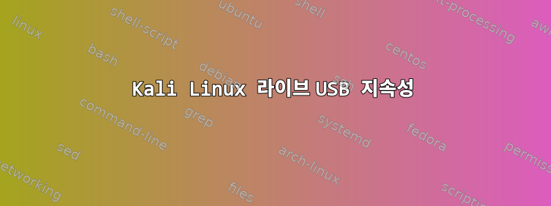 Kali Linux 라이브 USB 지속성