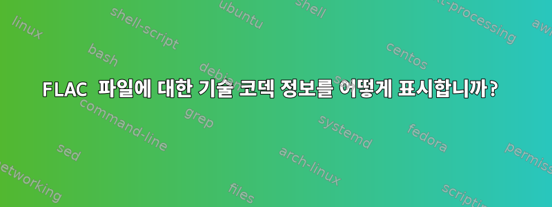 FLAC 파일에 대한 기술 코덱 정보를 어떻게 표시합니까?