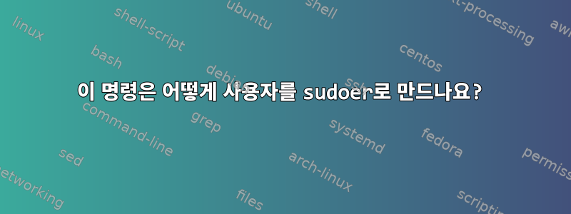 이 명령은 어떻게 사용자를 sudoer로 만드나요?