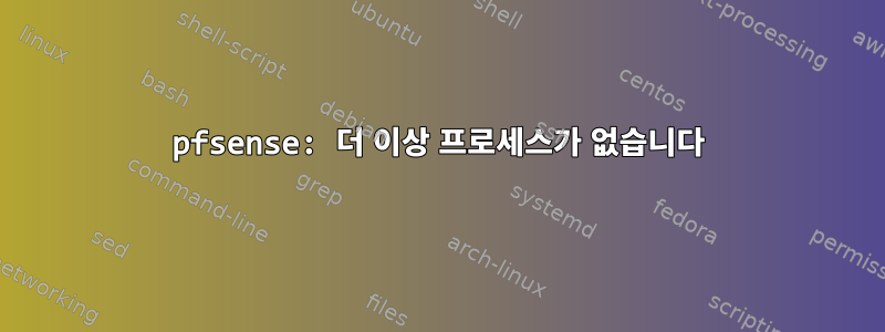 pfsense: 더 이상 프로세스가 없습니다