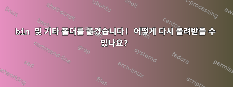 bin 및 기타 폴더를 옮겼습니다! 어떻게 다시 돌려받을 수 있나요?