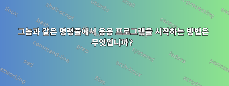 그놈과 같은 명령줄에서 응용 프로그램을 시작하는 방법은 무엇입니까?