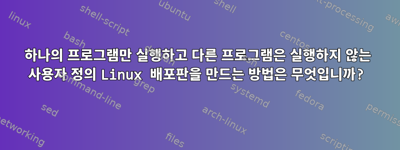 하나의 프로그램만 실행하고 다른 프로그램은 실행하지 않는 사용자 정의 Linux 배포판을 만드는 방법은 무엇입니까?