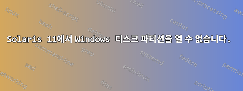 Solaris 11에서 Windows 디스크 파티션을 열 수 없습니다.