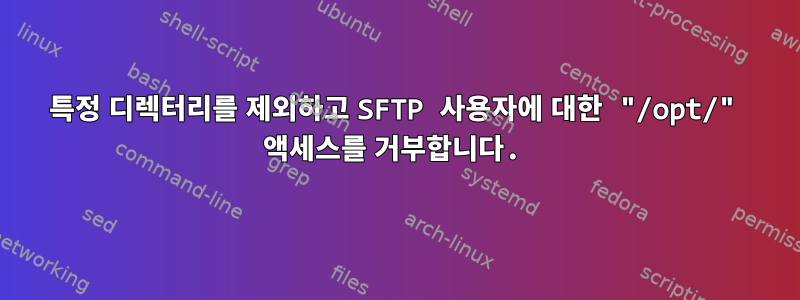 특정 디렉터리를 제외하고 SFTP 사용자에 대한 "/opt/" 액세스를 거부합니다.