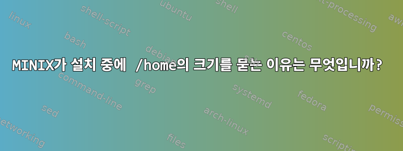 MINIX가 설치 중에 /home의 크기를 묻는 이유는 무엇입니까?