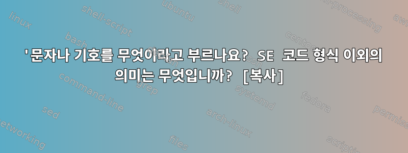 '문자나 기호를 무엇이라고 부르나요? SE 코드 형식 이외의 의미는 무엇입니까? [복사]