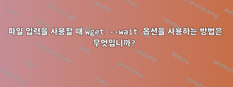 파일 입력을 사용할 때 wget --wait 옵션을 사용하는 방법은 무엇입니까?