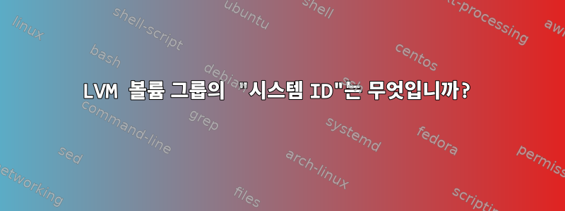 LVM 볼륨 그룹의 "시스템 ID"는 무엇입니까?