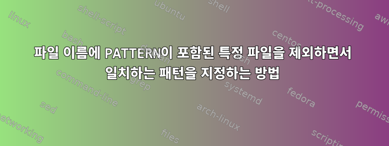 파일 이름에 PATTERN이 포함된 특정 파일을 제외하면서 일치하는 패턴을 지정하는 방법