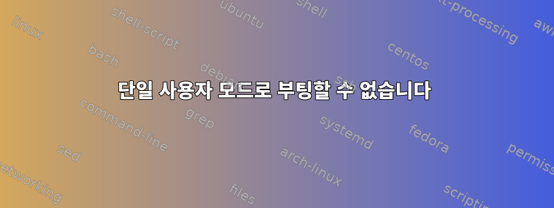 단일 사용자 모드로 부팅할 수 없습니다