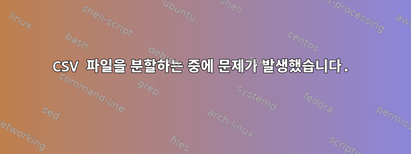 CSV 파일을 분할하는 중에 문제가 발생했습니다.