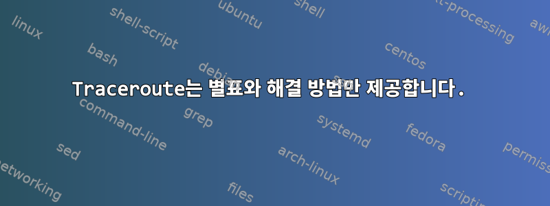 Traceroute는 별표와 해결 방법만 제공합니다.