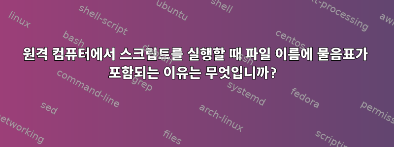 원격 컴퓨터에서 스크립트를 실행할 때 파일 이름에 물음표가 포함되는 이유는 무엇입니까?