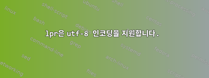 lpr은 utf-8 인코딩을 지원합니다.