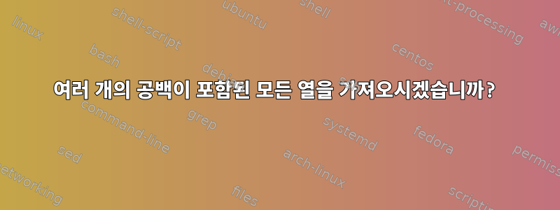 여러 개의 공백이 포함된 모든 열을 가져오시겠습니까?