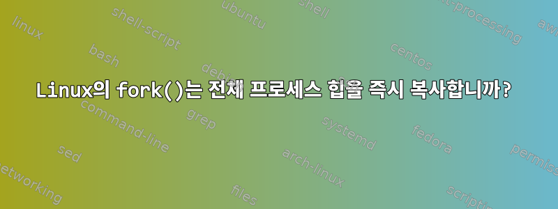 Linux의 fork()는 전체 프로세스 힙을 즉시 복사합니까?