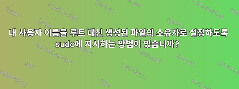 내 사용자 이름을 루트 대신 생성된 파일의 소유자로 설정하도록 sudo에 지시하는 방법이 있습니까?