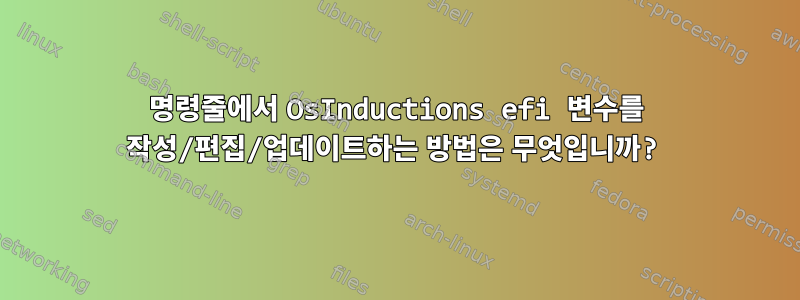 명령줄에서 OsInductions efi 변수를 작성/편집/업데이트하는 방법은 무엇입니까?