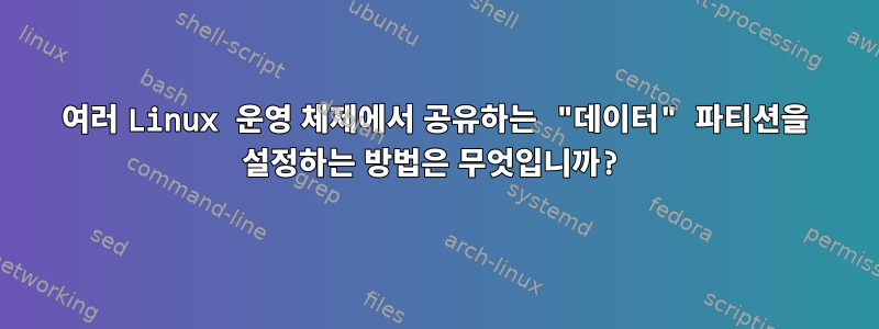 여러 Linux 운영 체제에서 공유하는 "데이터" 파티션을 설정하는 방법은 무엇입니까?