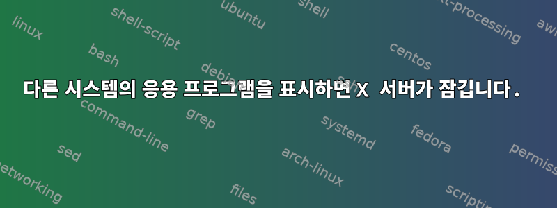 다른 시스템의 응용 프로그램을 표시하면 X 서버가 잠깁니다.