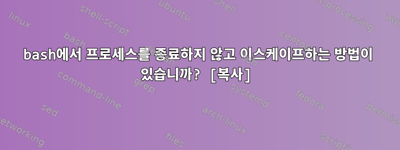 bash에서 프로세스를 종료하지 않고 이스케이프하는 방법이 있습니까? [복사]