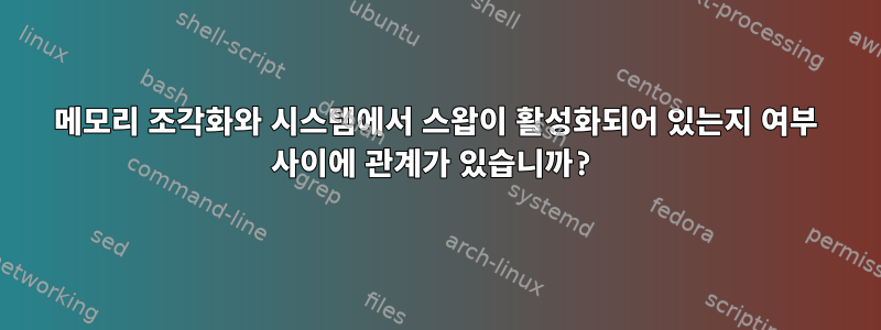 메모리 조각화와 시스템에서 스왑이 활성화되어 있는지 여부 사이에 관계가 있습니까?