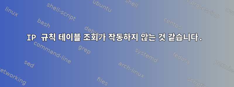 IP 규칙 테이블 조회가 작동하지 않는 것 같습니다.