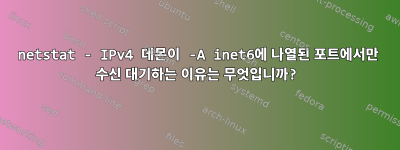 netstat - IPv4 데몬이 -A inet6에 나열된 포트에서만 수신 대기하는 이유는 무엇입니까?