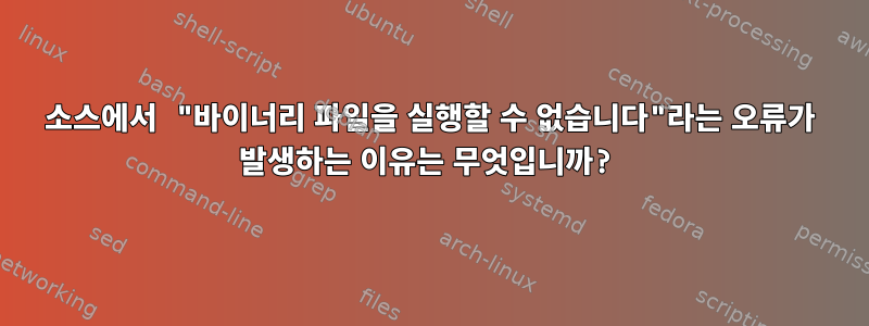 소스에서 "바이너리 파일을 실행할 수 없습니다"라는 오류가 발생하는 이유는 무엇입니까?