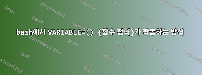 bash에서 VARIABLE=() {함수 정의}가 작동하는 방식