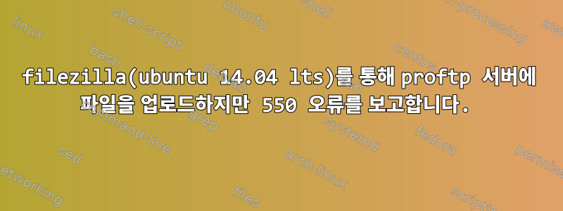 filezilla(ubuntu 14.04 lts)를 통해 proftp 서버에 파일을 업로드하지만 550 오류를 보고합니다.