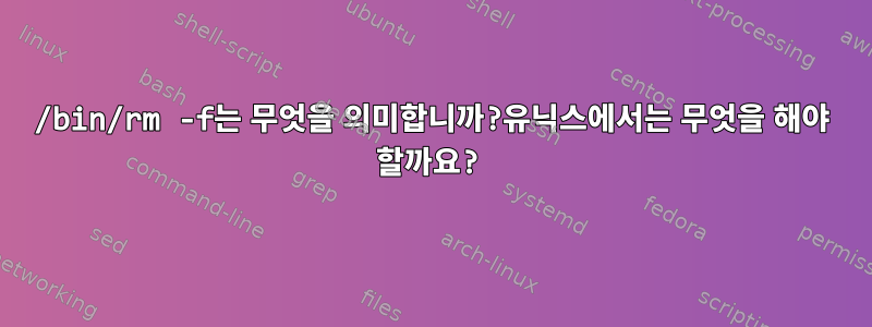 /bin/rm -f는 무엇을 의미합니까?유닉스에서는 무엇을 해야 할까요?