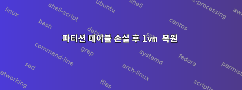 파티션 테이블 손실 후 lvm 복원