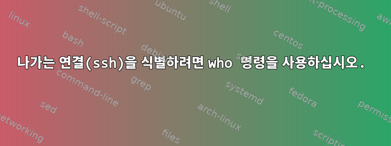 나가는 연결(ssh)을 식별하려면 who 명령을 사용하십시오.