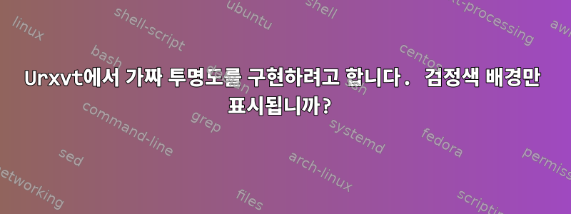 Urxvt에서 가짜 투명도를 구현하려고 합니다. 검정색 배경만 표시됩니까?