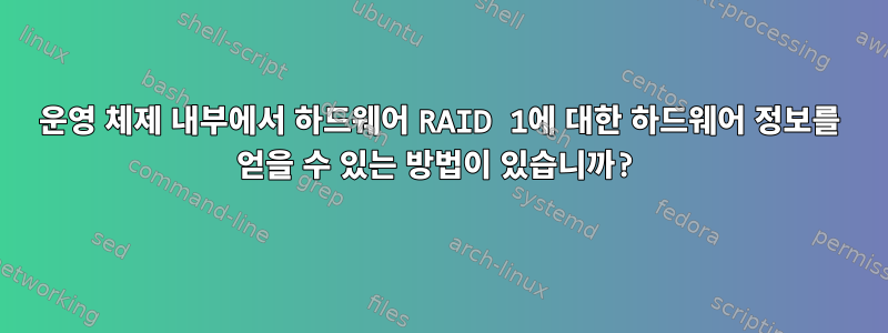 운영 체제 내부에서 하드웨어 RAID 1에 대한 하드웨어 정보를 얻을 수 있는 방법이 있습니까?