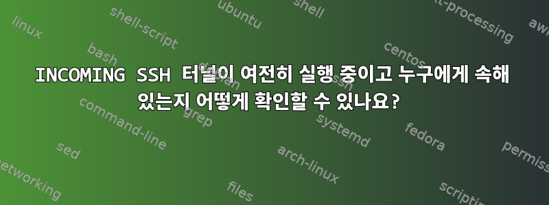 INCOMING SSH 터널이 여전히 실행 중이고 누구에게 속해 있는지 어떻게 확인할 수 있나요?