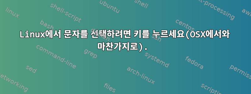 Linux에서 문자를 선택하려면 키를 누르세요(OSX에서와 마찬가지로).