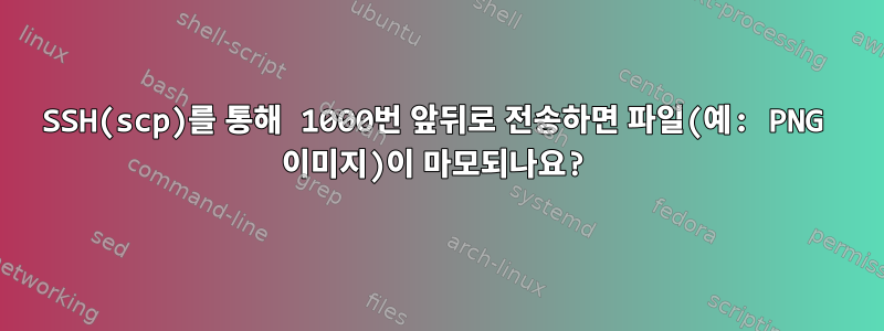 SSH(scp)를 통해 1000번 앞뒤로 전송하면 파일(예: PNG 이미지)이 마모되나요?