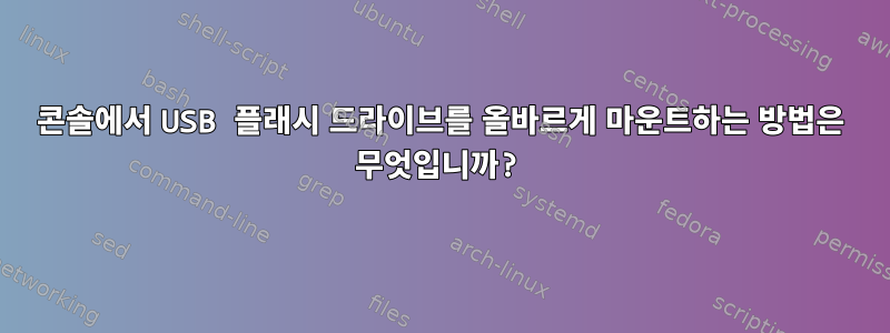 콘솔에서 USB 플래시 드라이브를 올바르게 마운트하는 방법은 무엇입니까?