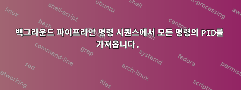 백그라운드 파이프라인 명령 시퀀스에서 모든 명령의 PID를 가져옵니다.