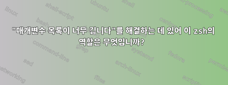 "매개변수 목록이 너무 깁니다"를 해결하는 데 있어 이 zsh의 역할은 무엇입니까?