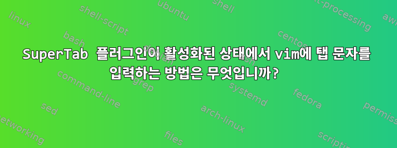 SuperTab 플러그인이 활성화된 상태에서 vim에 탭 문자를 입력하는 방법은 무엇입니까?