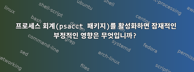 프로세스 회계(psacct 패키지)를 활성화하면 잠재적인 부정적인 영향은 무엇입니까?