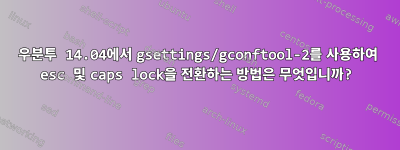 우분투 14.04에서 gsettings/gconftool-2를 사용하여 esc 및 caps lock을 전환하는 방법은 무엇입니까?