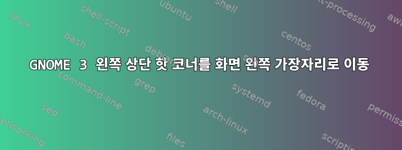 GNOME 3 왼쪽 상단 핫 코너를 화면 왼쪽 가장자리로 이동