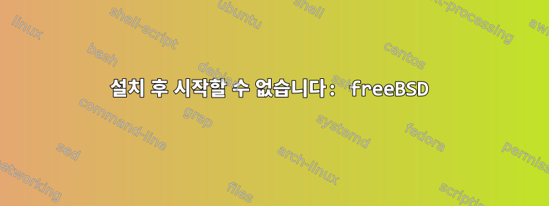 설치 후 시작할 수 없습니다: freeBSD